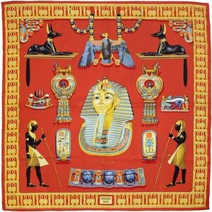 Hermes Scarf "Tutankhamun" by Vladimir Rybaltchenko Vintage 90cm Silk Carre